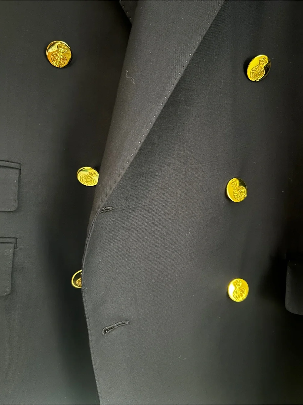 Ralph Lauren Purple Label Navy Double-Breasted Sport Coat with Gold Buttons